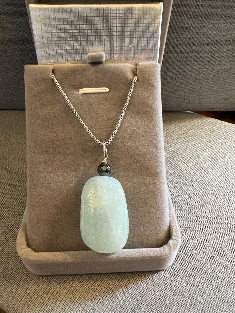 Sterling Silver Aquamarine-Style Pendant Necklace - Light Blue